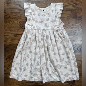 MAKEMAKE Organics Flutter Sleeve Seashell Print Summer Girls Dress Size 4-5